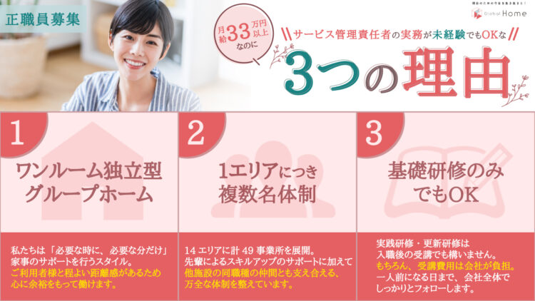 【太白区長嶺】残業ほぼなし◎夜勤なし◎完全週休2日制☆安心の研修制度あり！障がい者グループホームで資格をいかして働きませんか？